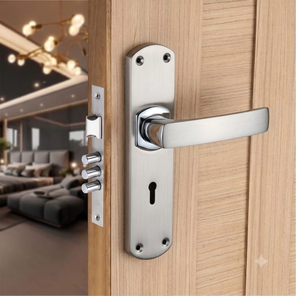 ZOZO Satin Chrome Matt Handle Door Lockset | Mild Steel Door Lock