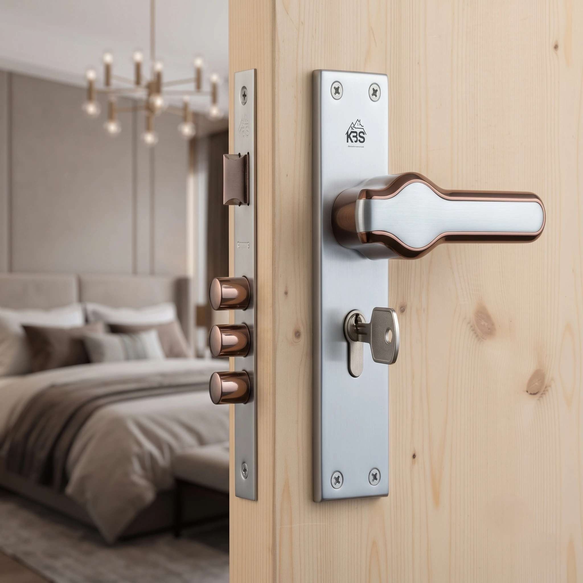 Fusion Mortise Door Handle Lockset- Satin Copper Finish